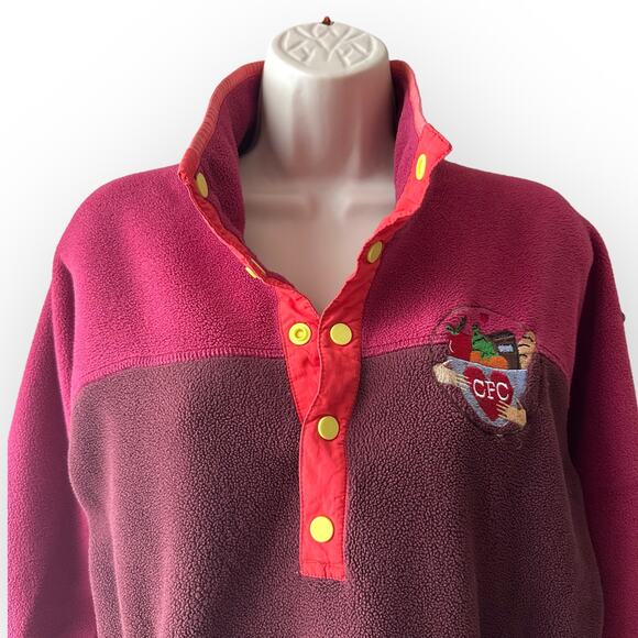 Burton Snap Collar Color Block Fleece Pullover Size M, Maroon Red - Picture 5 of 12